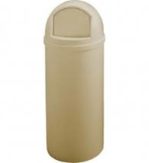 Rubbermaid Trash Container, 25 Gallon, Beige