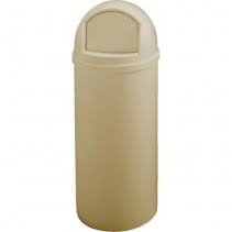 Rubbermaid Trash Container, 25 Gallon, Beige