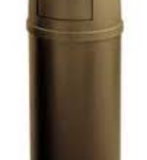 Rubbermaid Ash/Trash Container, 25 Gallon, Brown
