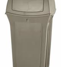 Rubbermaid Trash Container, 35 Gallon, Beige
