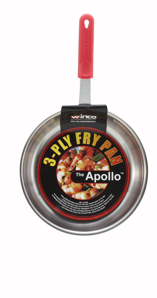 Winco Fry Pan, "Apollo", 3-Ply S/S, Induction-Ready, 10"