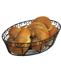 Winco Basket, Wire, Oval, Black, 10" x 6"-1/2" x 3"H