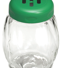 Tablecraft Glass Shaker, Slotted Plastic Top, Green, 6 oz