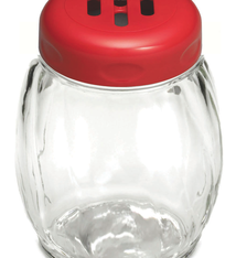 Tablecraft Glass Shaker, Slotted Plastic Top, Red, 6 oz