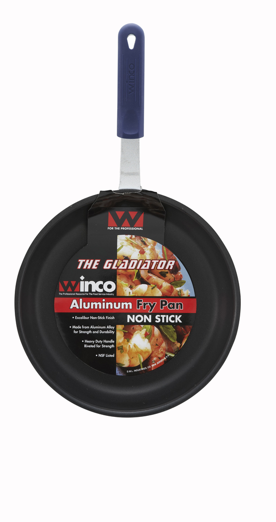 Winco Fry Pan, "Gladiator", Alum, Non-Stick, Silicone Handle, 14"