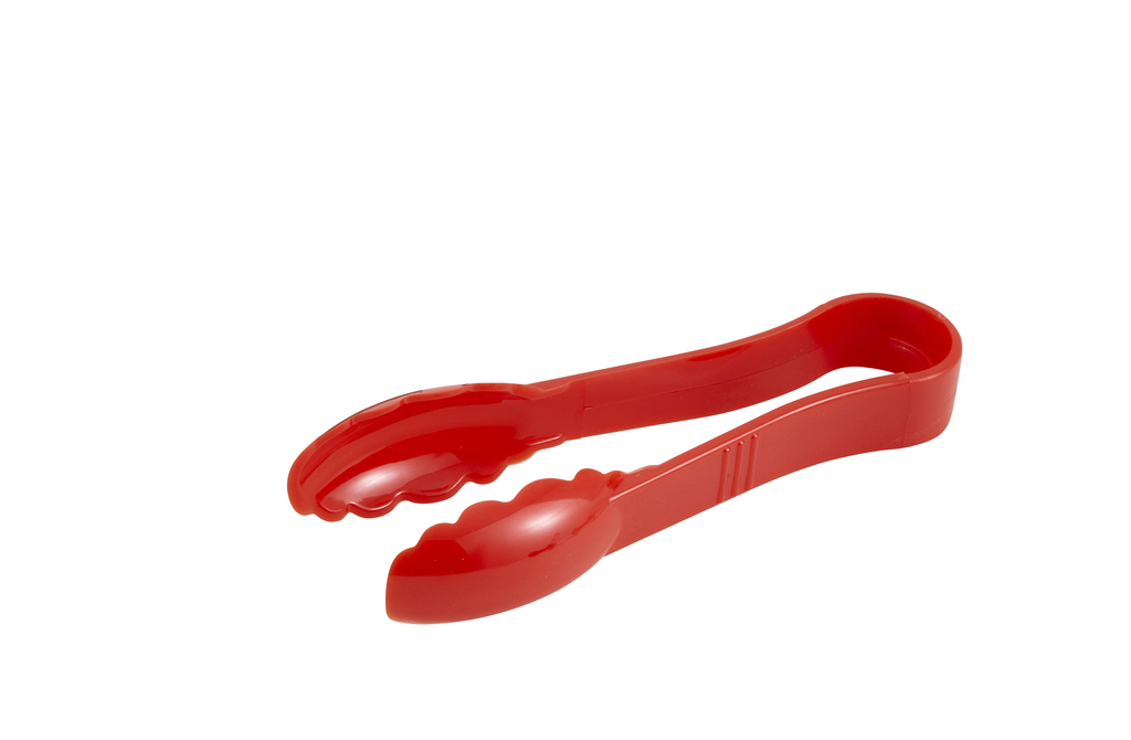Winco Curved Serving Tong, Red plastic, 6”