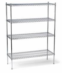 Thunder Group Wire Shelving Set, (4) 18" x 36" shelves and (4) 74" Posts, Chrome Plated