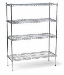 Thunder Group Wire Shelving Set, (4) 24" x 48" shelves and (4) 74" Posts, Chrome Plated