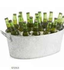 Tablecraft Oval Beverage Tub, Galvanized Steel, 23" x 13" x 7.5"