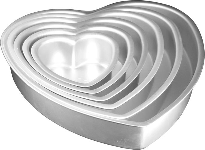 Fat Daddio's PHT-L83 Anodized Aluminum Removable Bottom Heart Cake Pan, 8 x  3 Inch