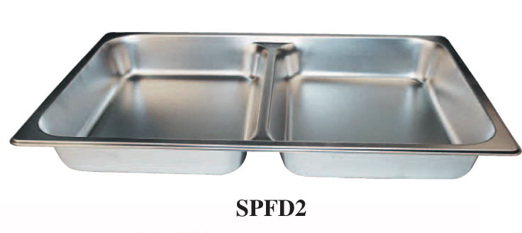 Winco Steam Pan, Divided, Full Size, 2-1/2" Deep