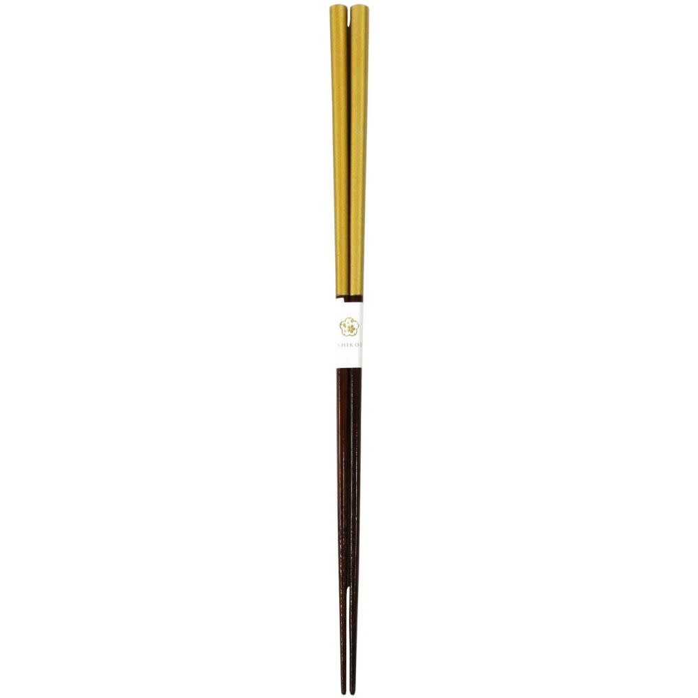 Chopsticks, 9" Gold Wood, Made in Japan