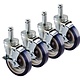 Wire Shelving Casters w/brake, 5" diameter, 200lbs/caster (Set of 4)