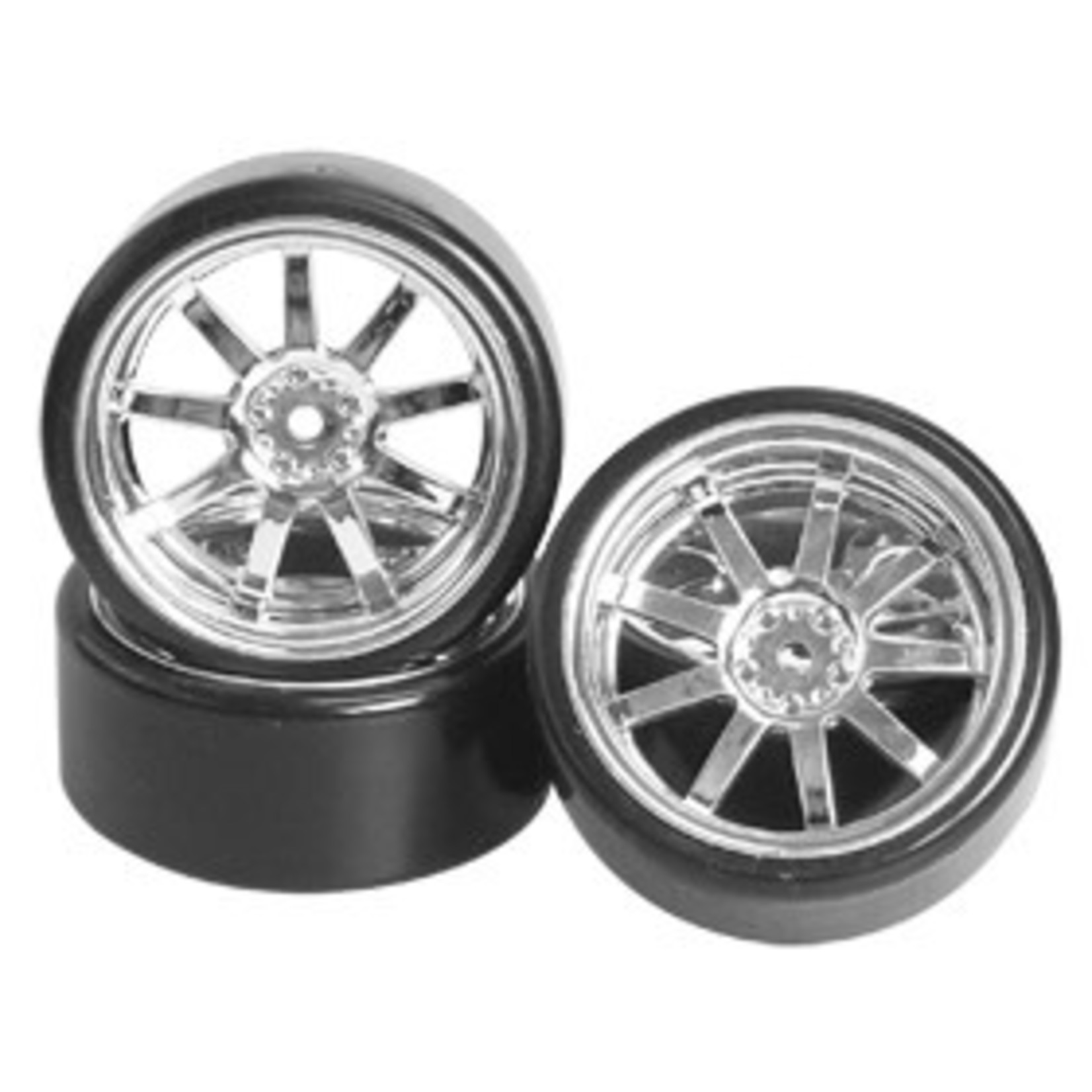 3RACING 1/10 9 Spoke Wheel & Tyre Set For Drift(7mm Offset) -4pcs