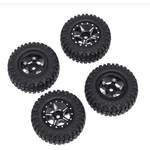 INTEGY Alloy Machined Wheels (4) w/ Rubber Tires for Axial 1/24 SCX24 Rock Crawler