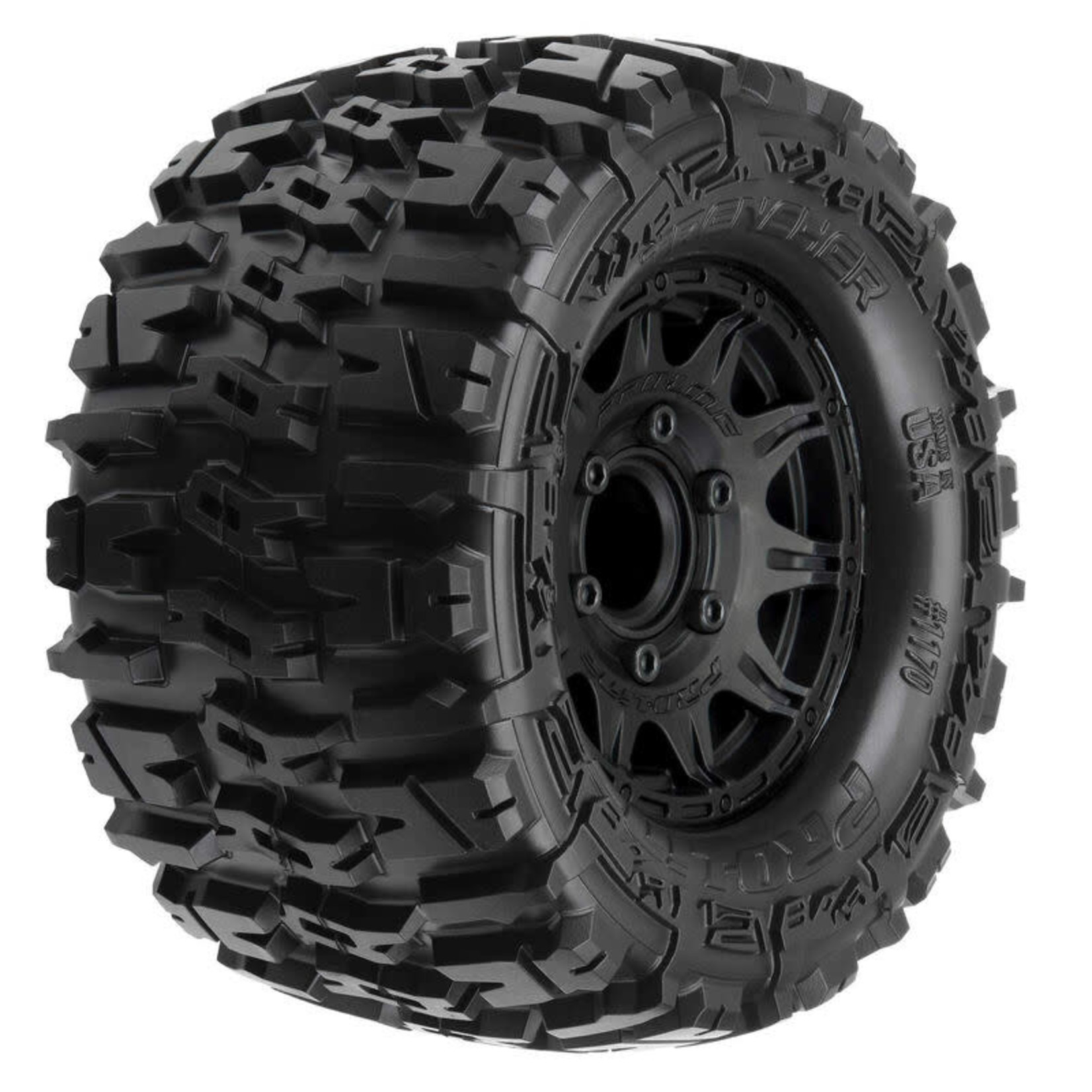 PRO-LINE 1/10 Trencher Front/Rear 2.8" MT Tires Mounted 12mm Blk Raid (2)