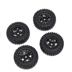INTEGY Alloy Machined Wheels (4) w/ Rubber Tires for Axial 1/24 SCX24 Rock Crawler