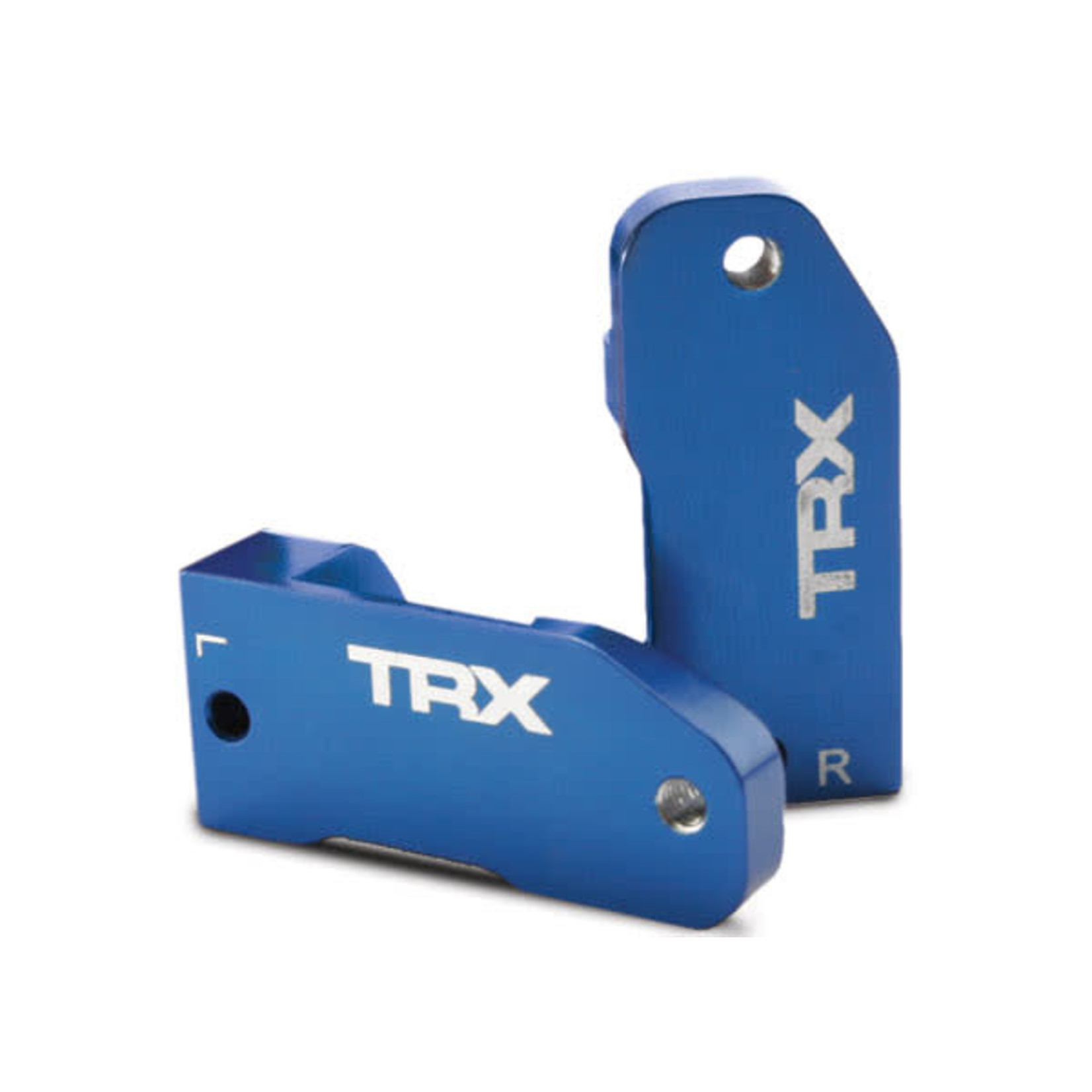 TRAXXAS Caster blocks, 30-degree, blue-anodized 6061-T6 aluminum (left & right)/ suspension screw pin (2)