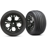 TRAXXAS Tires & wheels, assembled, glued (2.8') (All-Star black chrome wheels, ribbed tires, foam inserts) (electric front) (2)