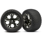TRAXXAS Tires & wheels, assembled, glued (2.8') (All-Star black chrome wheels, Alias® tires, foam inserts) (rear) (2) (TSM rated)