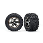 TRAXXAS Tires & wheels, assembled, glued (2.8') (RXT black chrome wheels, Talon Extreme tires, foam inserts) (2WD electric rear) (2) (TSM rated)