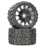 POWERHOBBY Raptor Belted Monster Truck Wheels/Tires (pr.), Pre-mounted, Race Soft Compound 17mm Hex