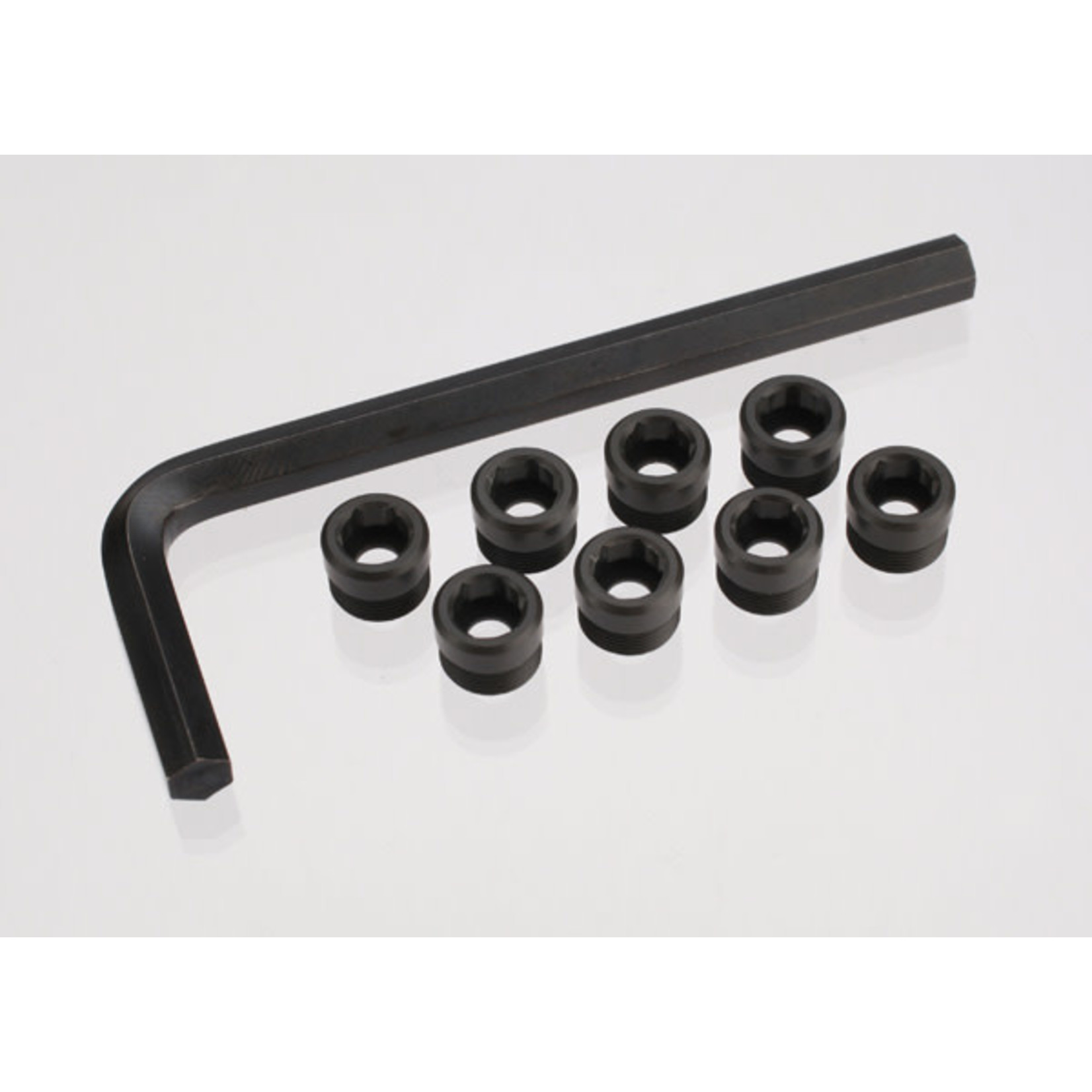 TRAXXAS Aluminum caps, pivot ball (threaded aluminum, hard-anodized with PTFE-coating) (8)/ hex wrench, 5mm