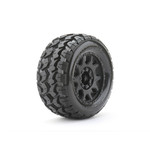 Jetko 1/8 MT 3.8 Tomahawk Tires Mounted on Black Claw Rims, Medium Soft, Belted, 17mm 0" Offset (2)