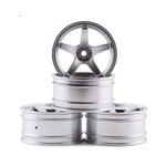 MST MST 5 Spoke Wheel Set (Flat Silver) (4) (5mm Offset) w/12mm Hex