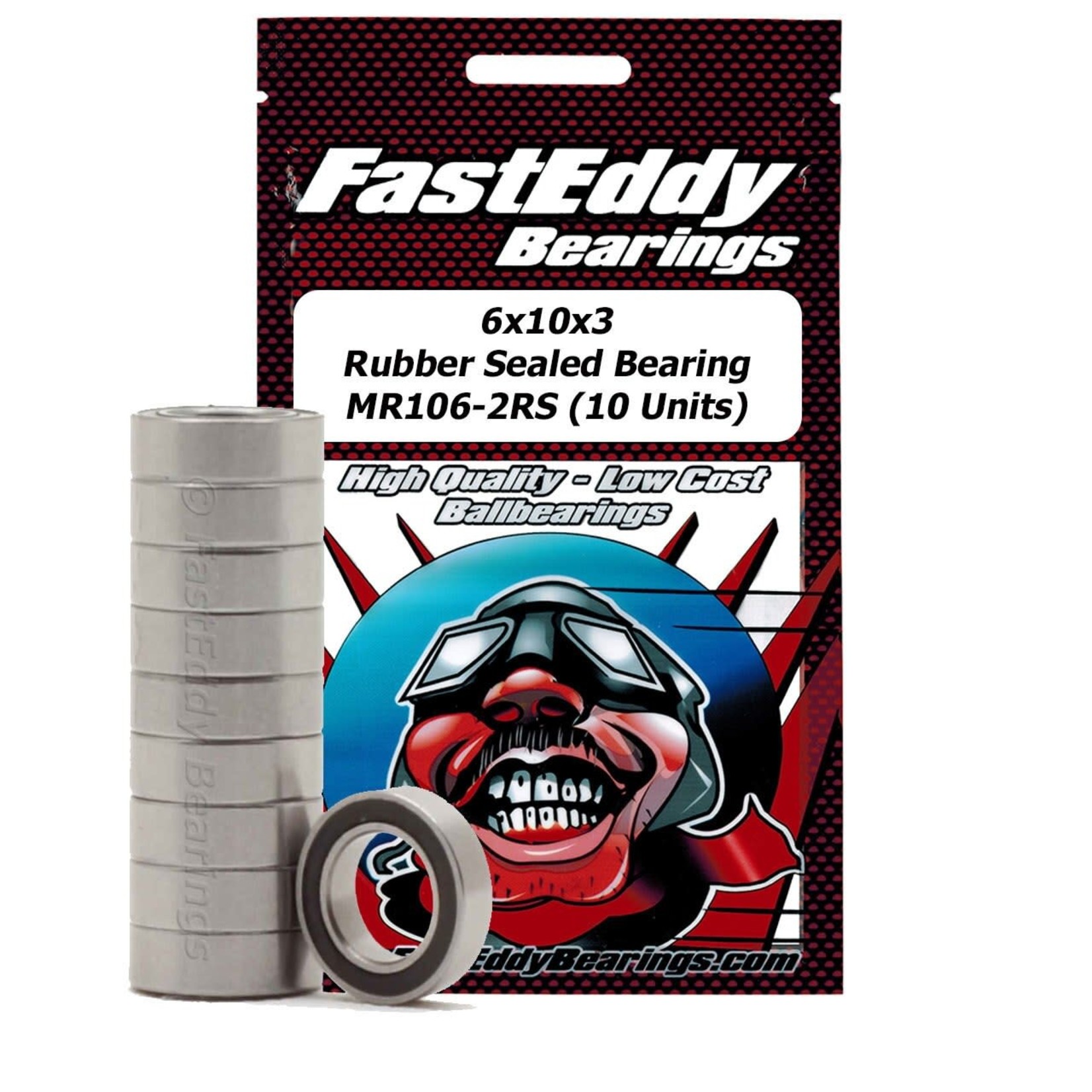 FASTEDDY 6x10x3mm Rubber Sealed Bearing (10) MR106-2RS