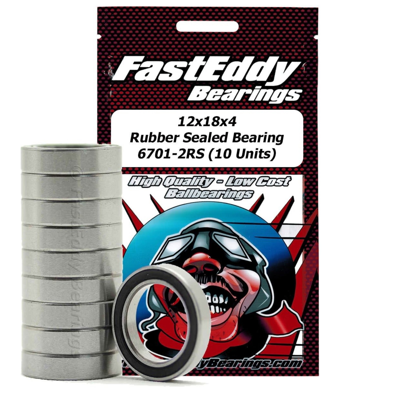 FASTEDDY 12x18x4mm Rubber Sealed Bearing (10) 6701-2RS