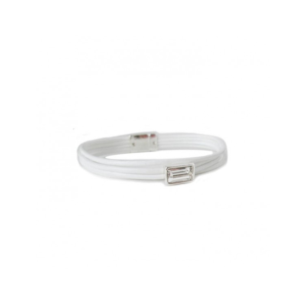 CARACOL CARACOL BRACELET  CUIR ET DIAMANT BLANC