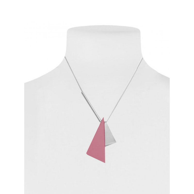 CARACOL CARACOL SHORT NECKLACE 2 TRIANGLES PINK
