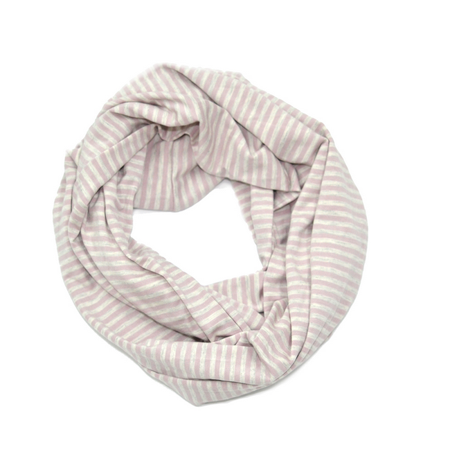 BALUCHON BALUCHON FOULARD INFINI LIGNÉ GRIS/ROSE
