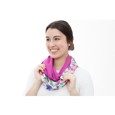 BALUCHON FOULARD INFINI MOTIFS FLEURS ET FUCHSIA