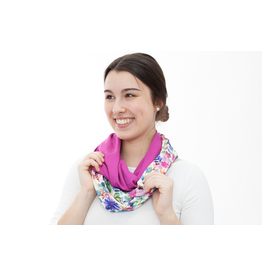 BALUCHON FOULARD INFINI MOTIFS FLEURS ET FUCHSIA