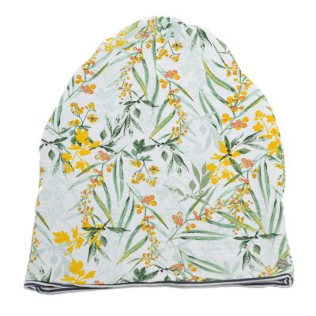 BALUCHON BALUCHON TUQUE BAMBOU REVERSIBLE FLEURS BLANC