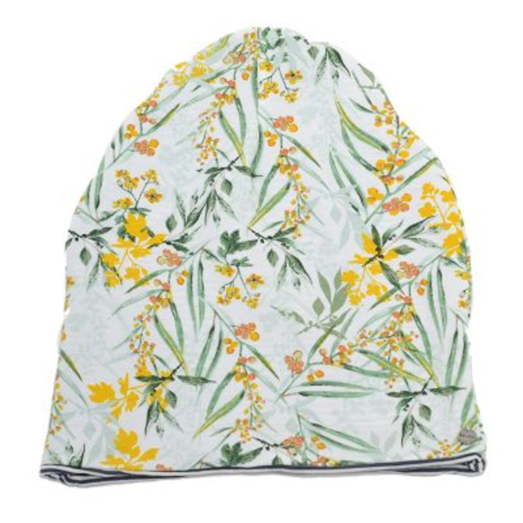 BALUCHON TUQUE BAMBOU REVERSIBLE FLEURS BLANC
