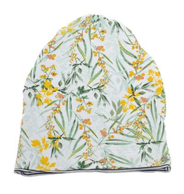 BALUCHON TUQUE BAMBOU REVERSIBLE FLEURS BLANC