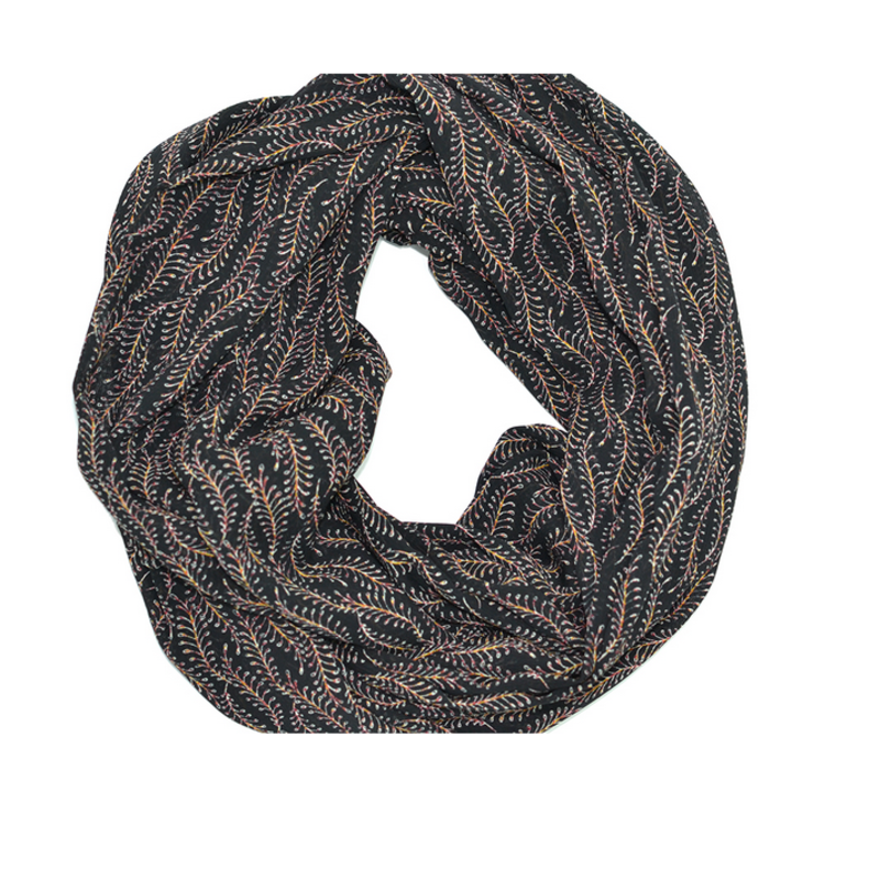 BALUCHON BALUCHON FOULARD INFINI TISSÉ FLEURS NOIR