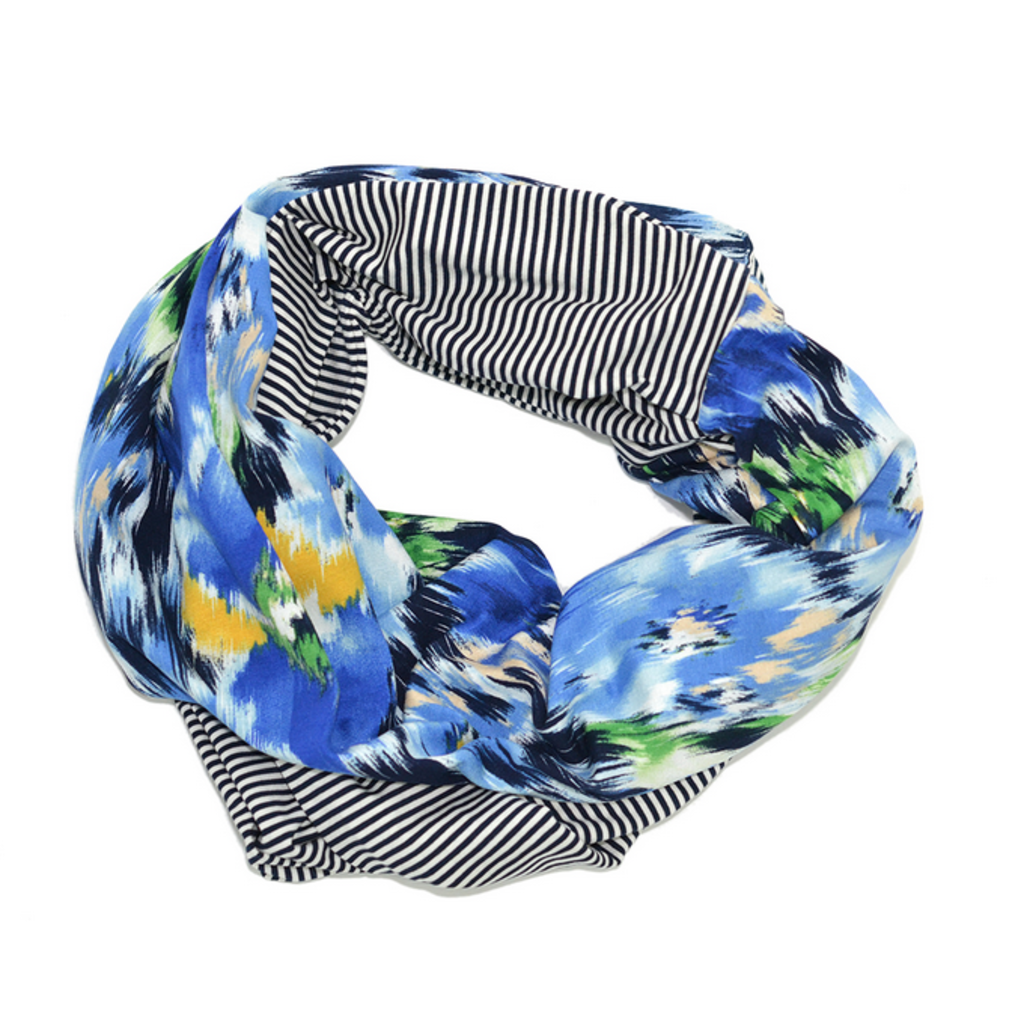 BALUCHON BALUCHON FOULARD INFINI LIGNÉ FLEURS BLEU