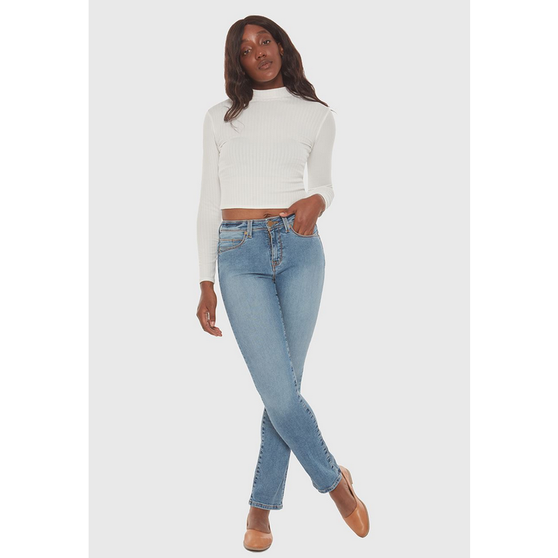 LOLA JEANS LOLA JEANS HIGH RISE STRAIGHT JEANS LIGHT BLUE