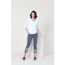 LISETTE TICKING STRIPE PRINT 25'' THINNY CROP NAVY