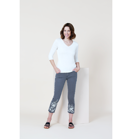 LISETTE TICKING STRIPE PRINT 25'' THINNY CROP NAVY