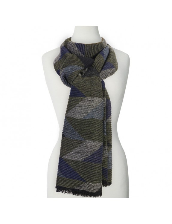 CARACOL CARACOL FOULARD ONDULÉ À MOTIF CHEVRON OLIVE