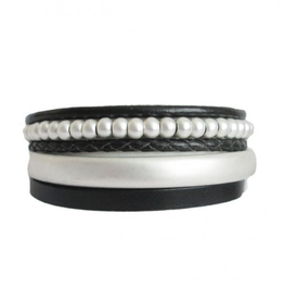 CARACOL CARACOL BRACELET LEATHER PEARL BLACK