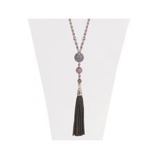 CARACOL CARACOL COLLIER LONG BILLES DE VERRE MAUVE