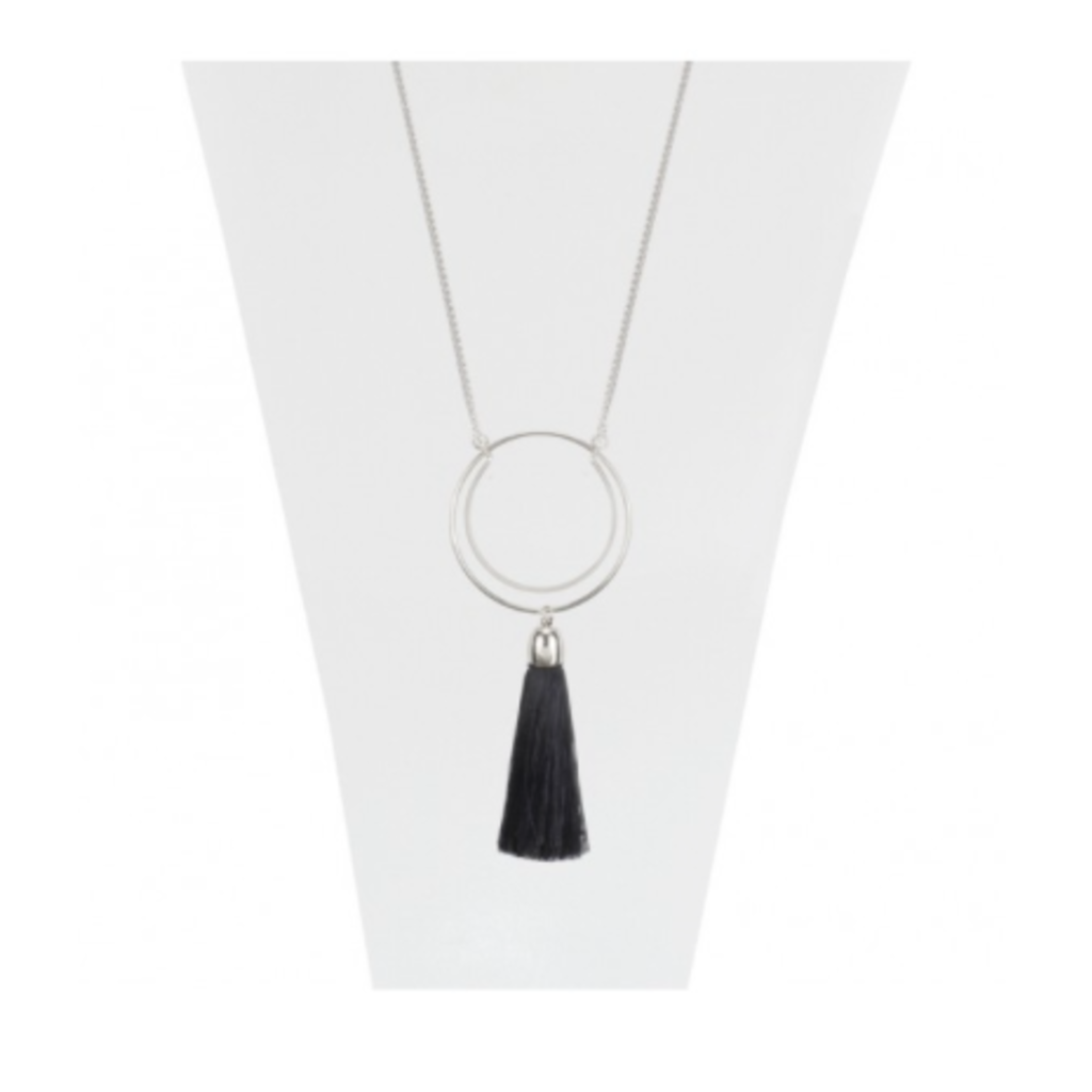 CARACOL CARACOL COLLIER LONG ARGENT AVEC FILS DE SOIE