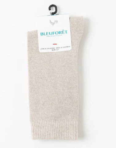 BLEU FORÊT BLEU FORET CHAUSSETTE CACHEMIRE UNI CORDAGE