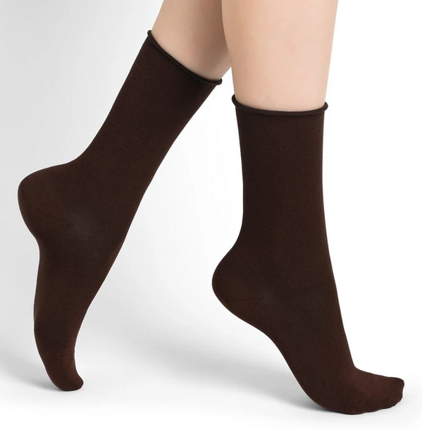 BLEU FORET CHAUSSETTES VELOUTE UNI MARRON Boutique Nomade